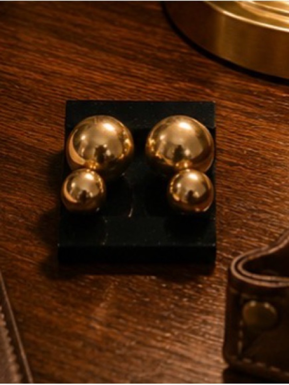 Gold Double-Sphere Statement Earrings